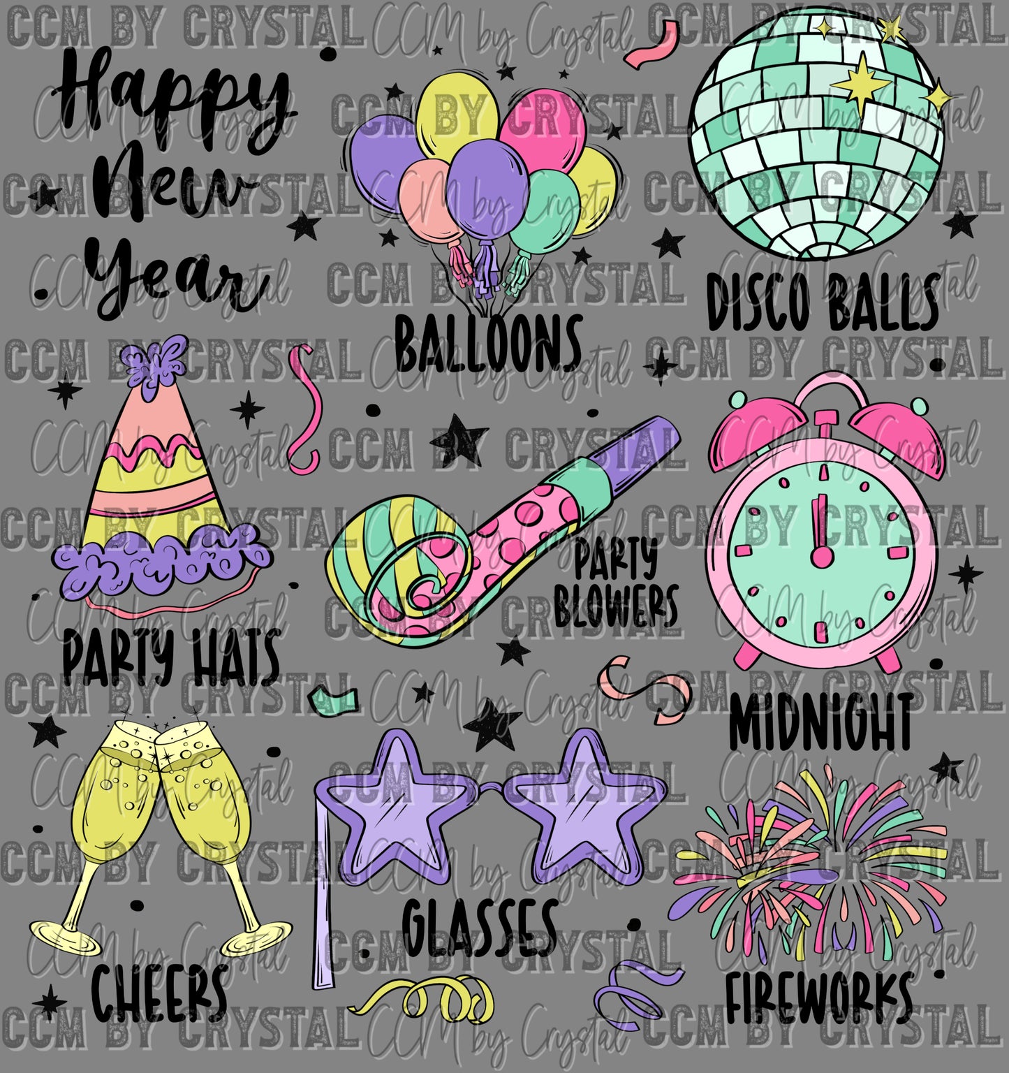 Happy New Year Ready to Press Transfer DTF Transfer Sublimation Transfer