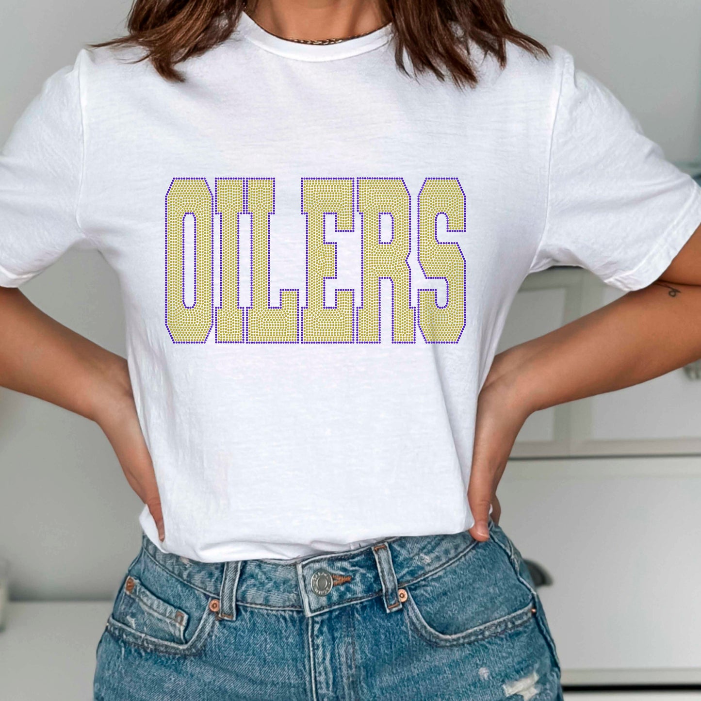 Oilers 11" Wide 2- Color Spangle Transfer
