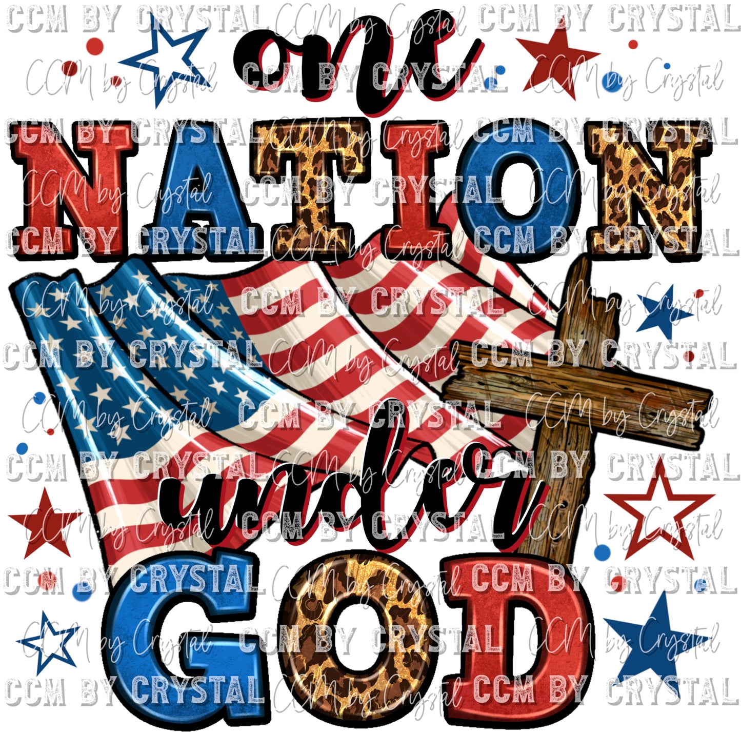 One Nation Under God Patriotic Fourth of July Ready to Press Transfer