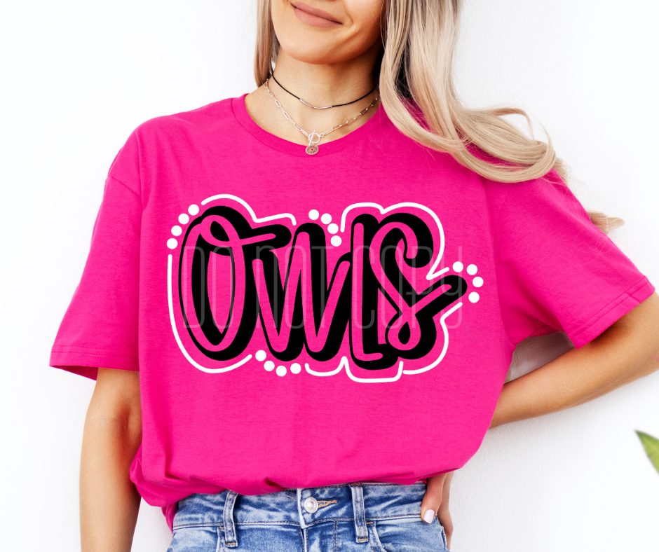 Owls Doodle Mascot Ready to Press Transfer DTF Transfer Sublimation Transfer