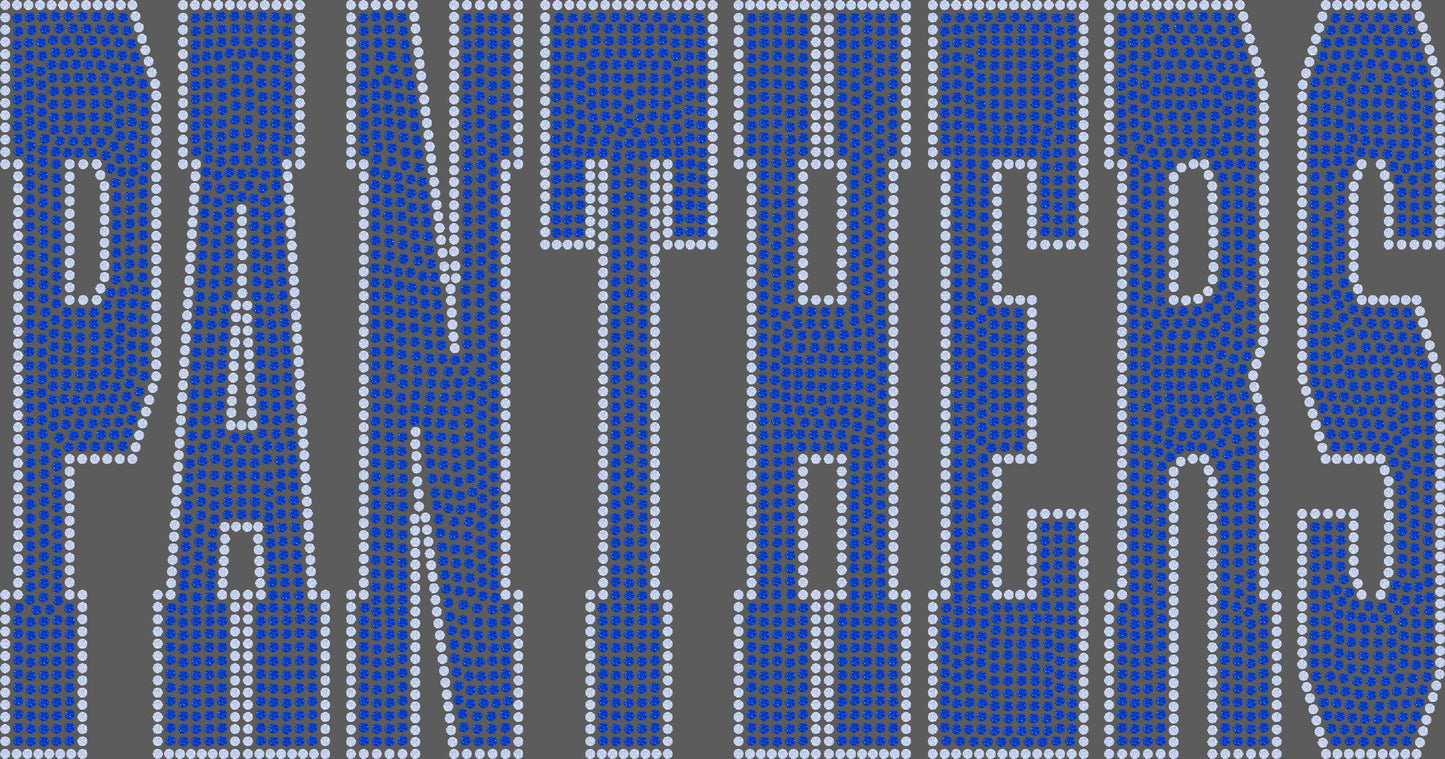 Panthers 2-Color Approximately 11" wide Spangle Transfer