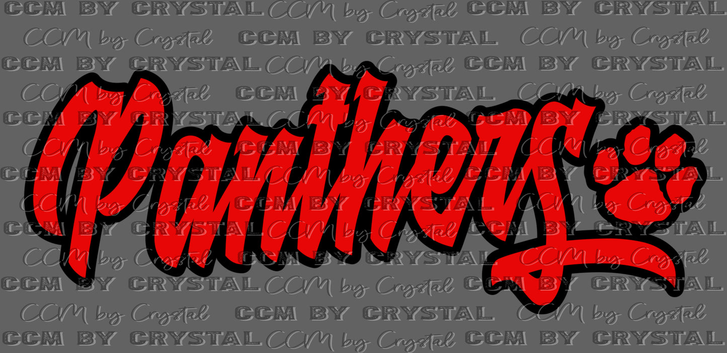 Panthers Mascot Red and Black Ready to Press DTF Transfers Sublimation Transfers