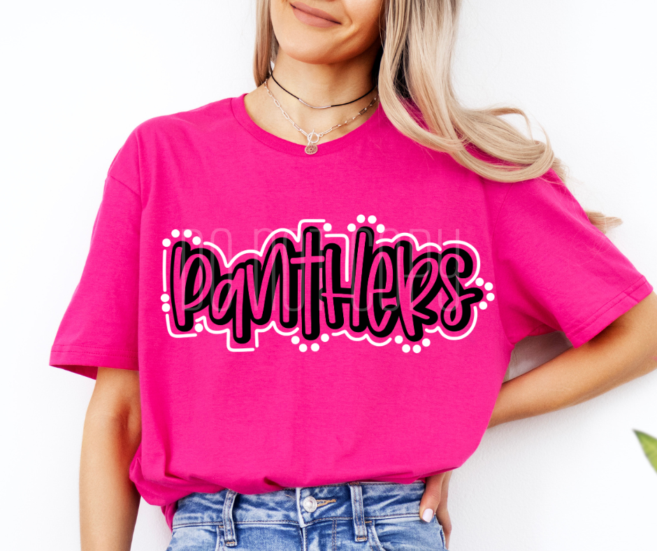 Panthers Doodle Mascot Ready to Press Transfer DTF Transfer Sublimation Transfer