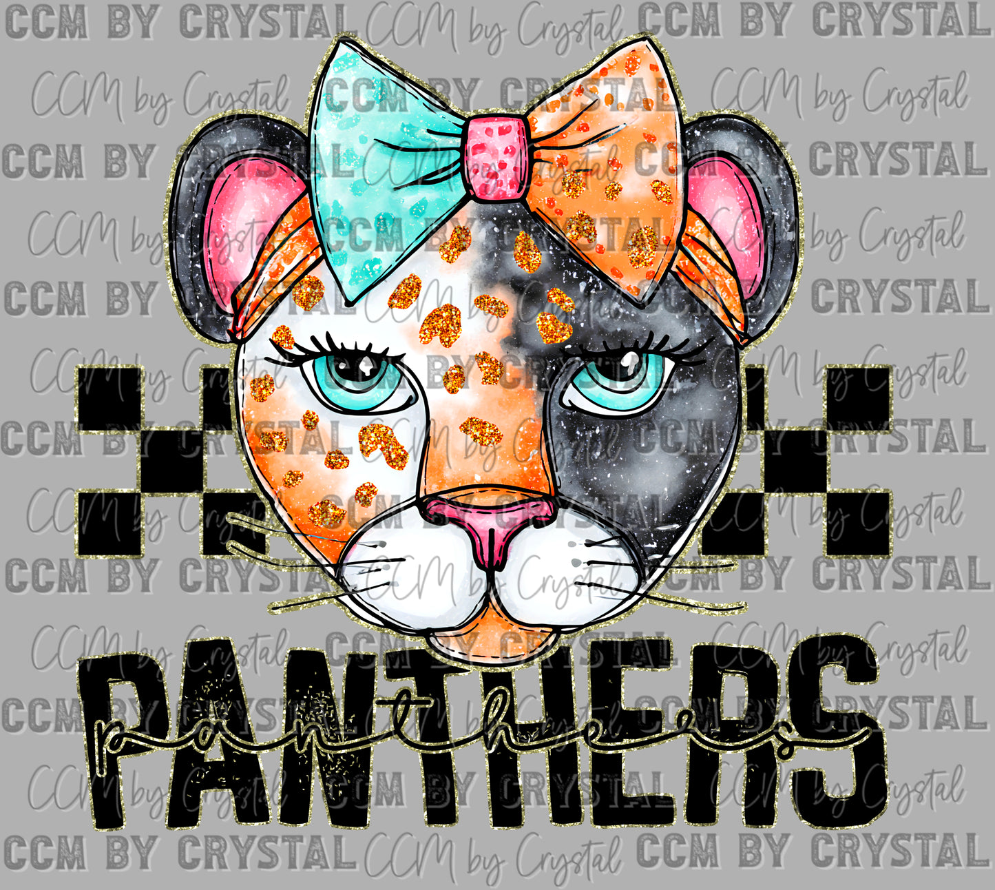 Panthers Cartoon Mascot Ready to Press Transfer DTF Transfer Sublimation Transfer
