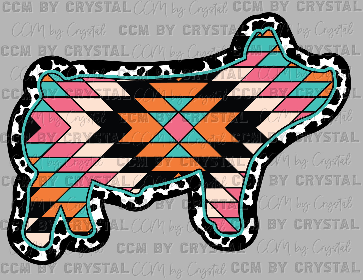 Aztec Pig Clean Western Rodeo Ready to Press Transfer DTF Transfer Sublimation Transfer