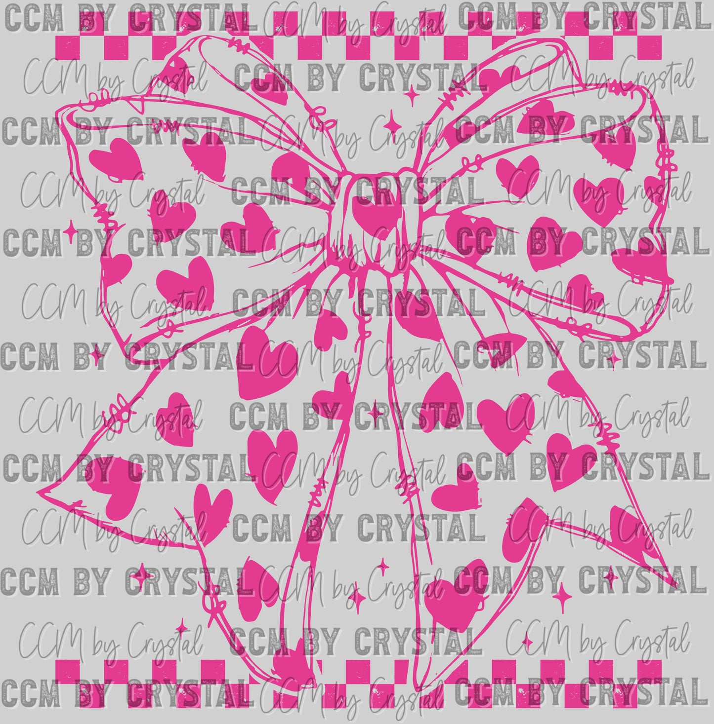 Pink Bow Checkered Valentines Day Ready to Press Transfer DTF Transfer Sublimation Transfer