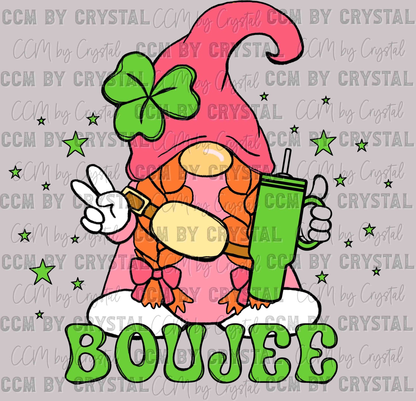 Boujee Pink Leprechaun St. Patrick's Day Ready to Press Transfer