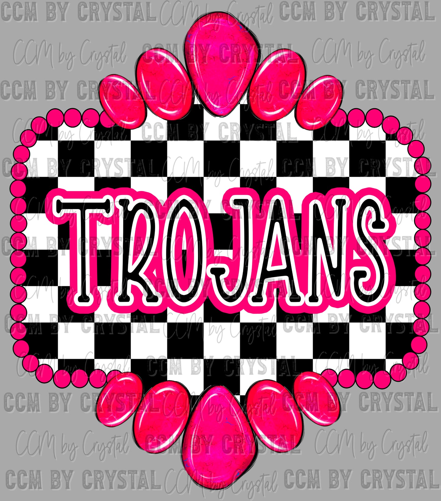 Pink Trojans Concho Ready to Press Transfer DTF Transfer Sublimation Transfer