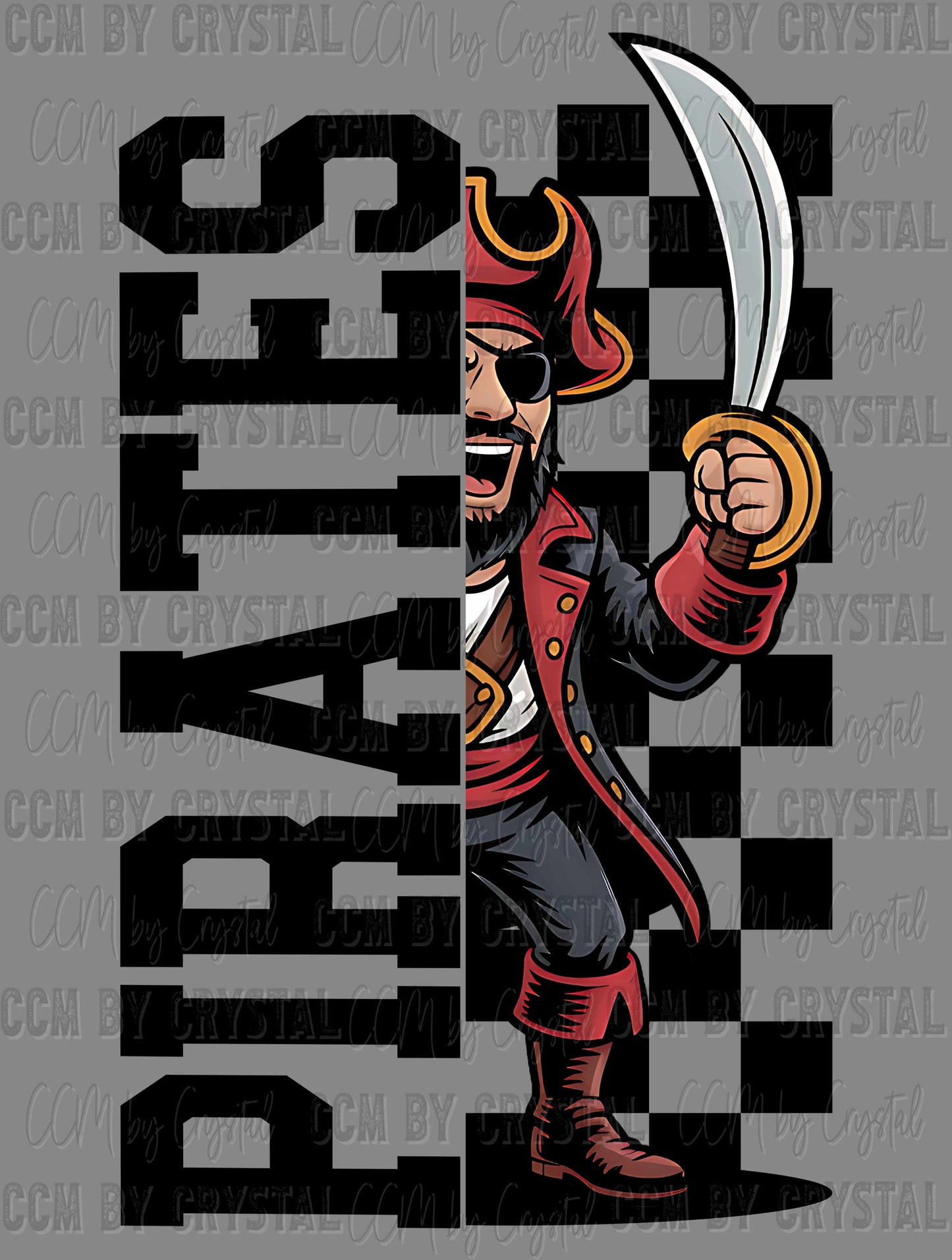 Pirates Checkered Sports Mascot Ready to Press Transfer DTF Transfer Sublimation Transfer