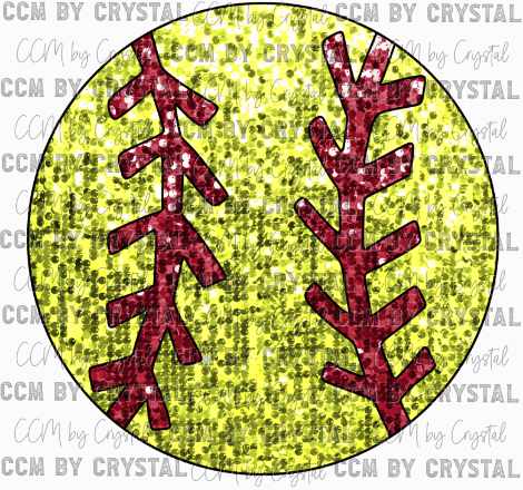 Softball Faux Sequins Ready to Press Transfer DTF Sublimation