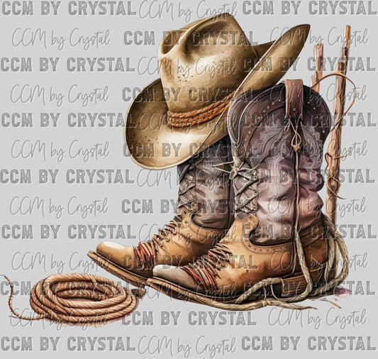 Western Cowboy Boots Ready to Press Transfer