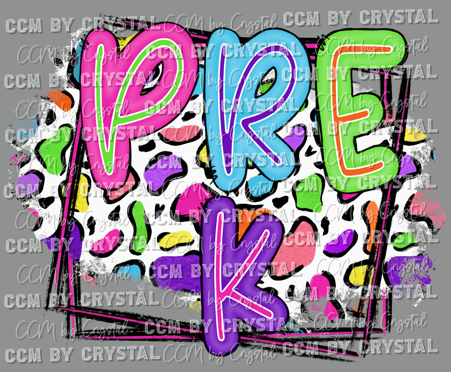 Pre-K Colorful Leopard Background Ready to Press Transfer