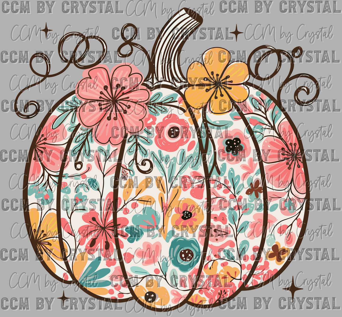 Floral Pumpkin Fall Ready to Press Transfer Instant Peel DTF Transfer Sublimation Transfer