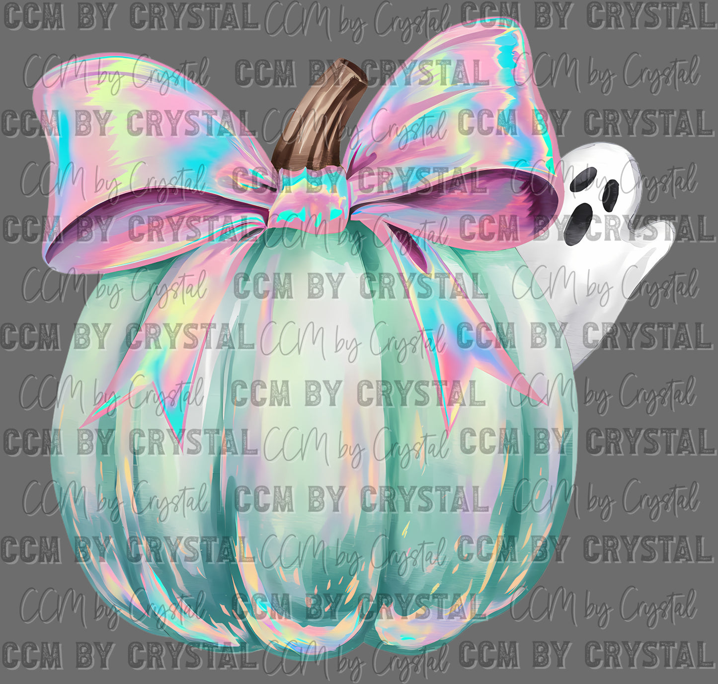 Mint Green Iridescent Pumpkin Ready to Press Transfer DTF Transfer