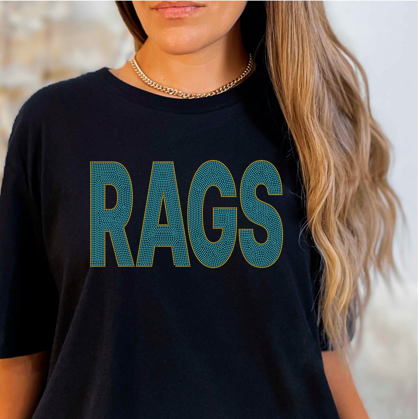 Rags 2-Color Approximately 11" wide Spangle Transfer