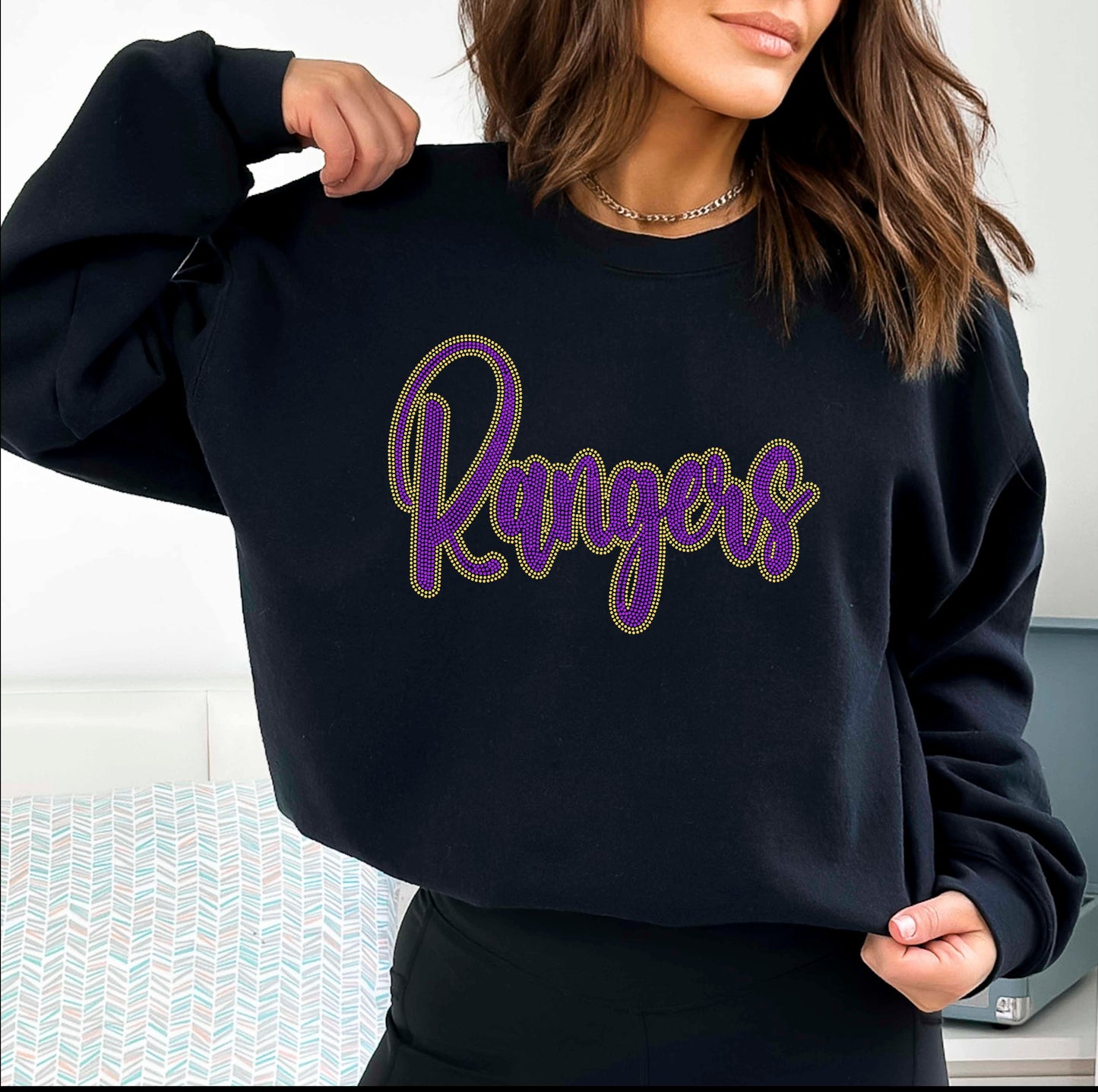 Rangers 2-Color Approximately 11" wide Spangle Transfer