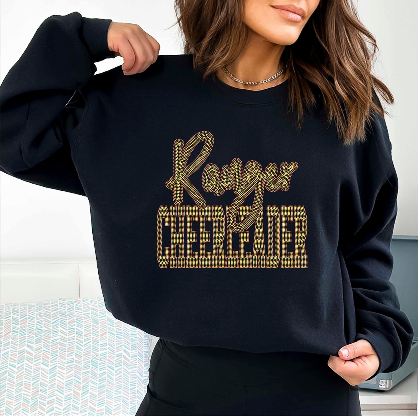 Ranger Cheerleader 2-Color Approximately 11" wide Spangle Transfer