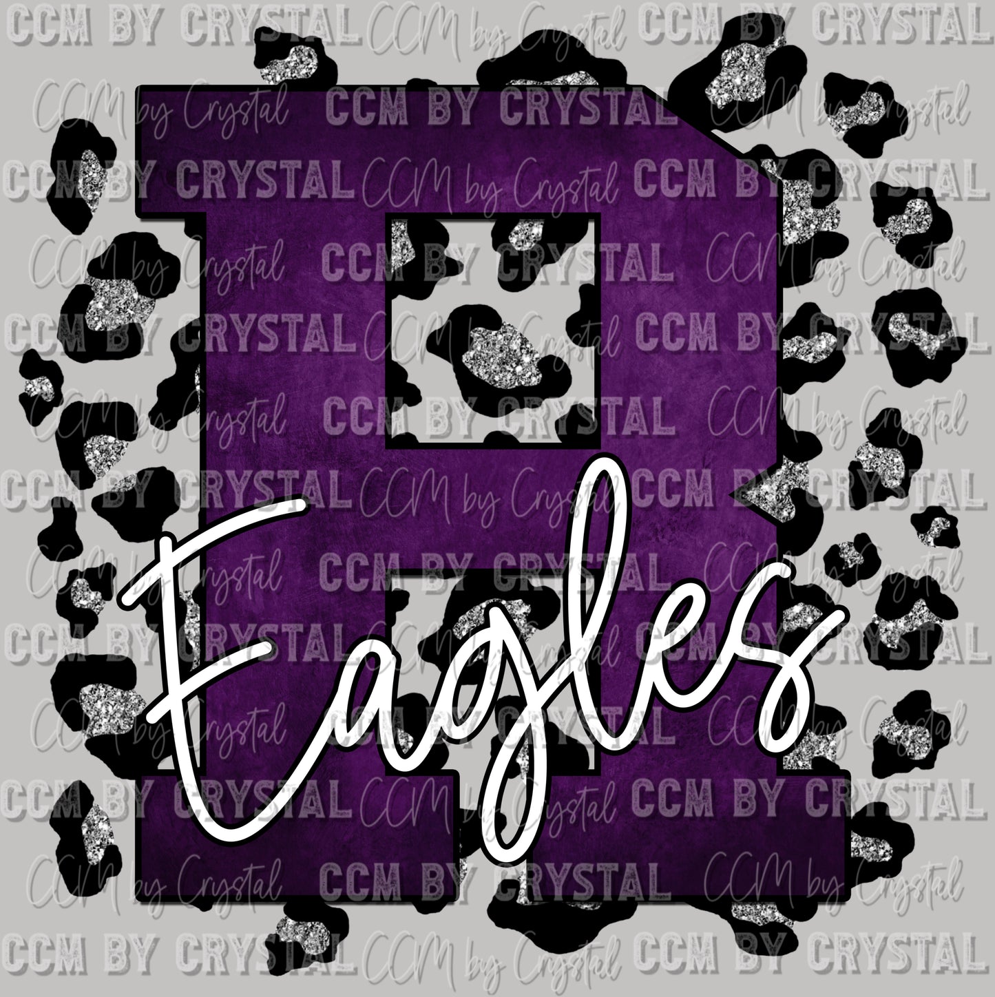 R Eagles Mascot Purple with Silver Leopard Background PNG Digital File ONLY