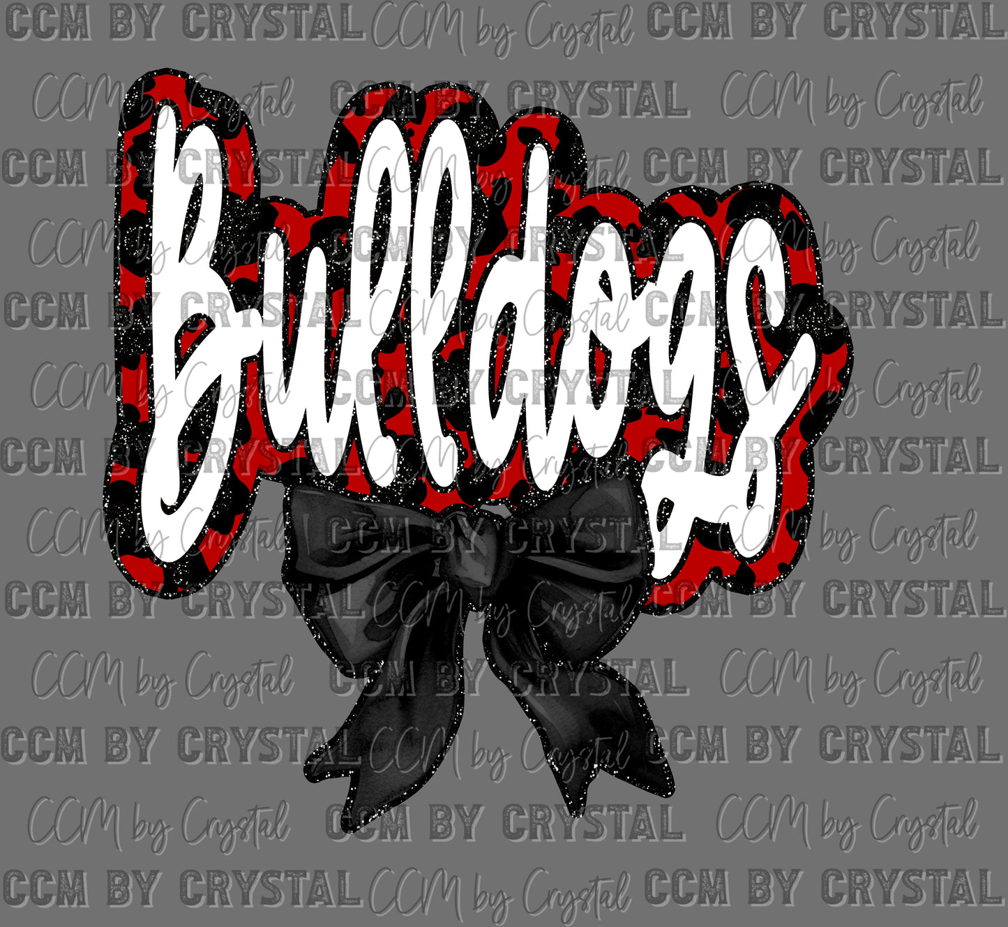 Bulldogs Red Faux Glitter Ready to Press Instant Peel DTF Transfers Sublimation Transfers