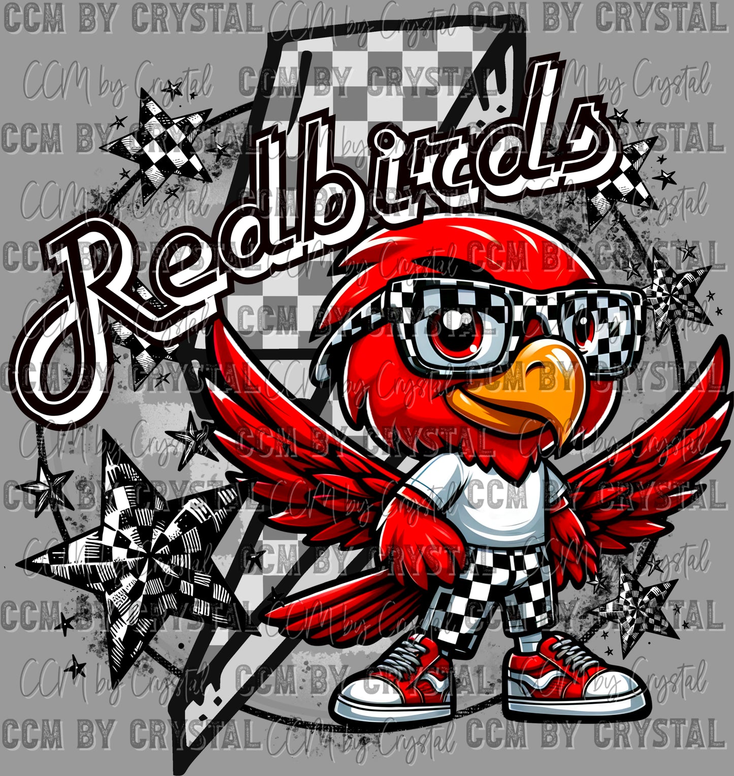 Redbirds Cute Mascot Ready to Press Transfer DTF Transfer Sublimation Transfer