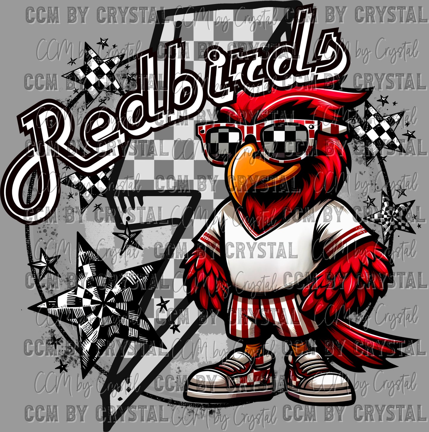 Redbirds Cute Mascot Ready to Press Transfer DTF Transfer Sublimation Transfer