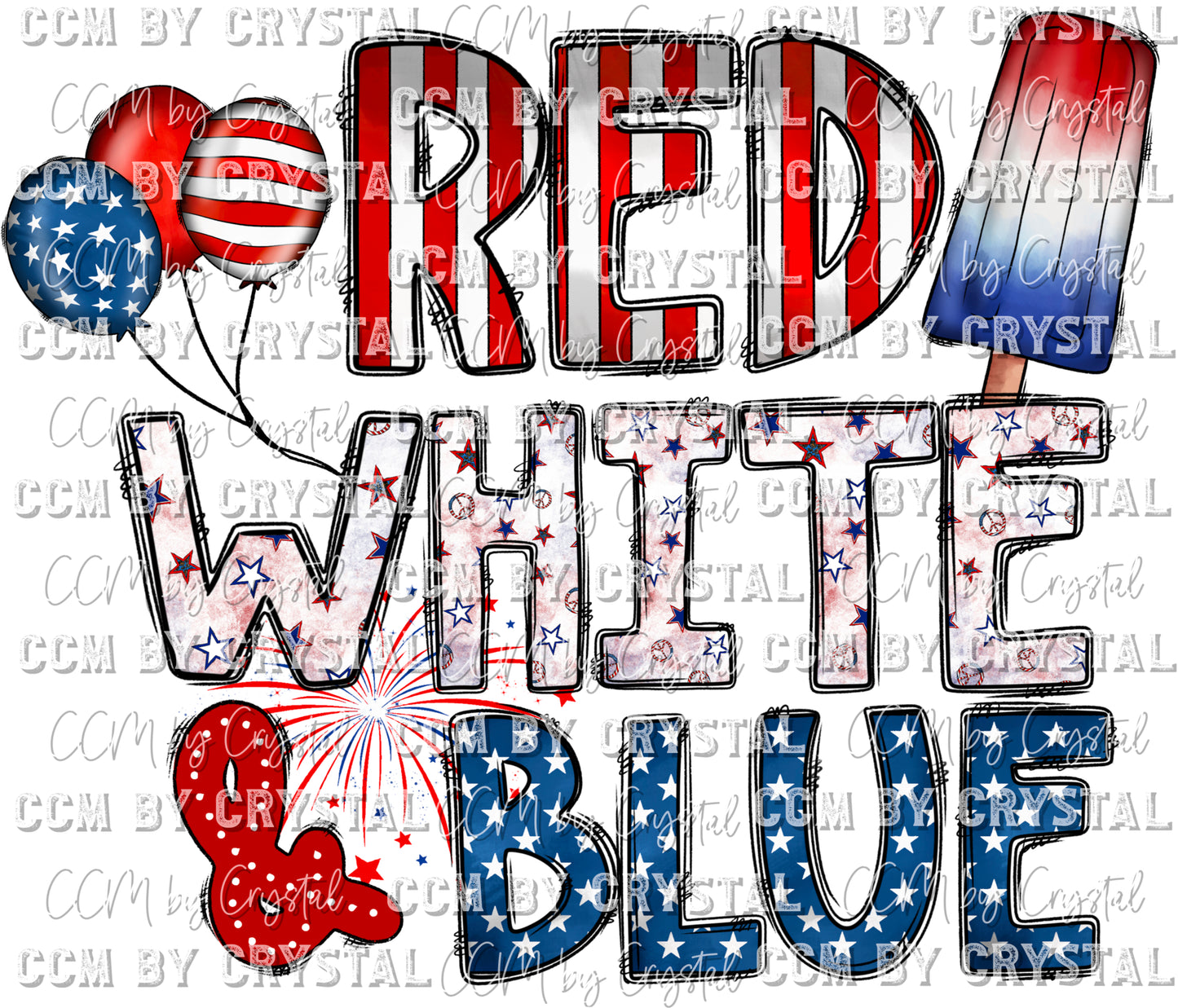 Red, White and Blue Patriotic Fourth of July Ready to Press Transfer
