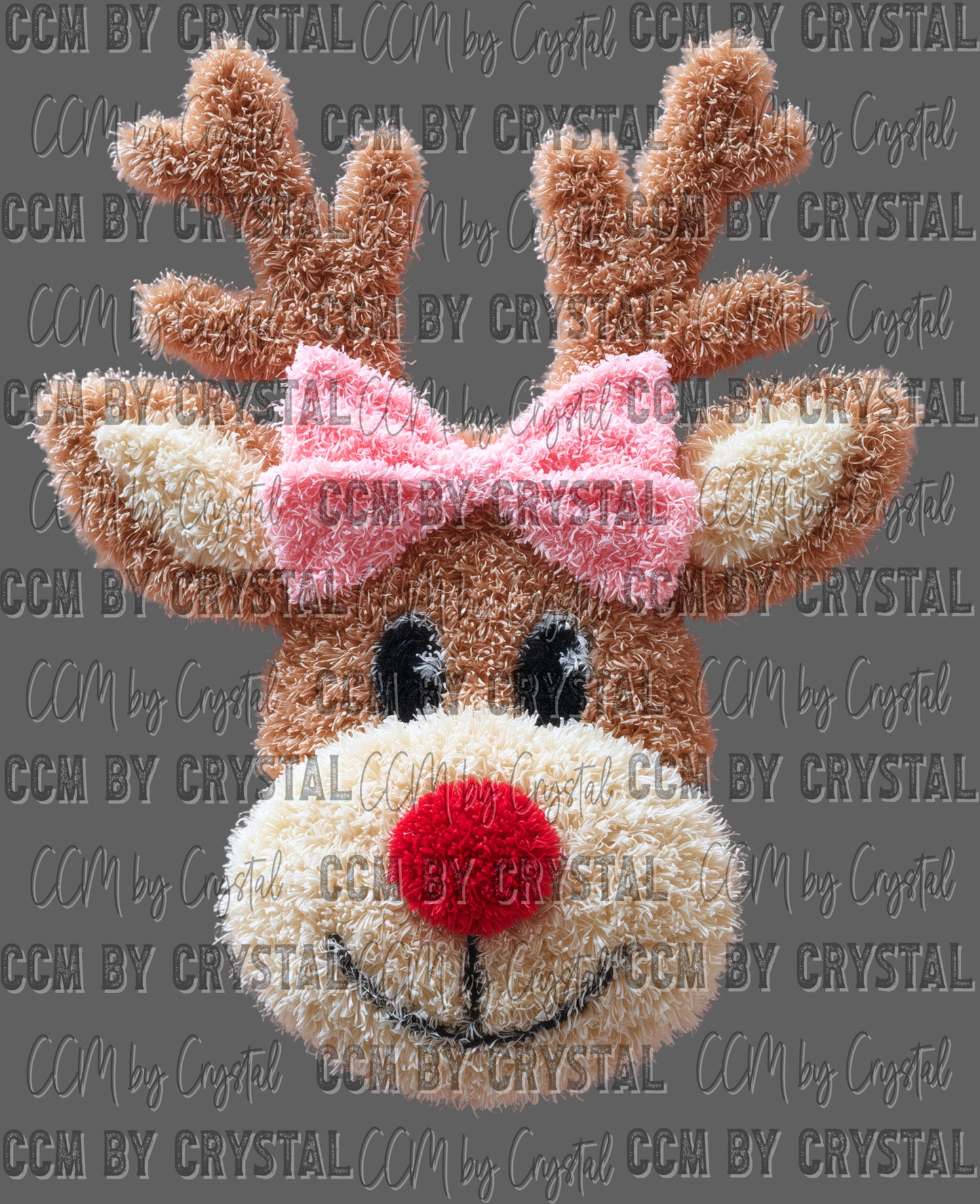 Reindeer Rudolph Bow Christmas Faux Yarn UV DTF Transfer Sticker UV Transfer Ready to Apply