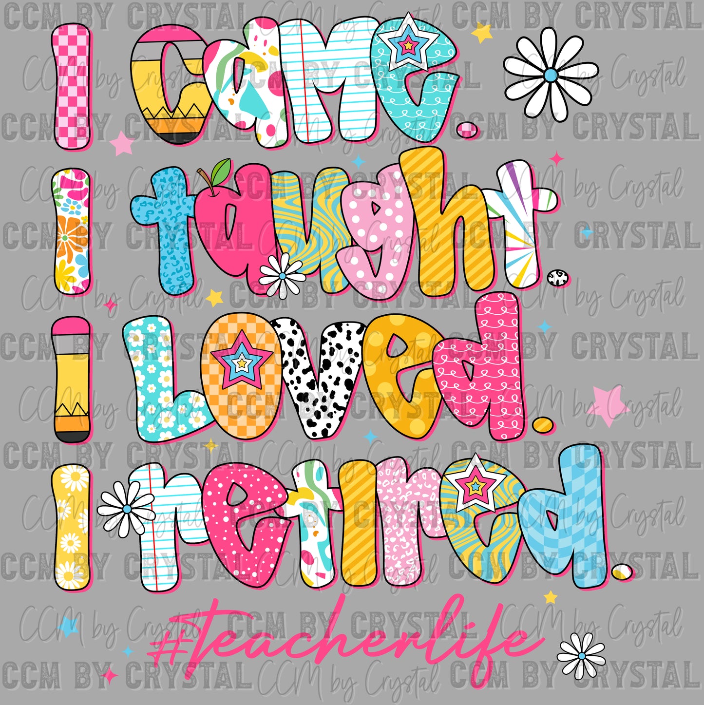 I Came I Taught I Retired Ready to Press DTF Transfers Sublimation Transfers