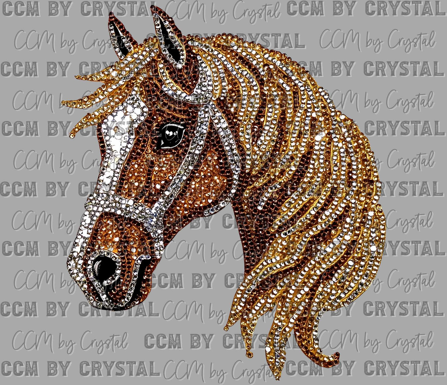 Faux Rhinestone Horse Ready to Press Transfer DTF Transfer Sublimation Transfer