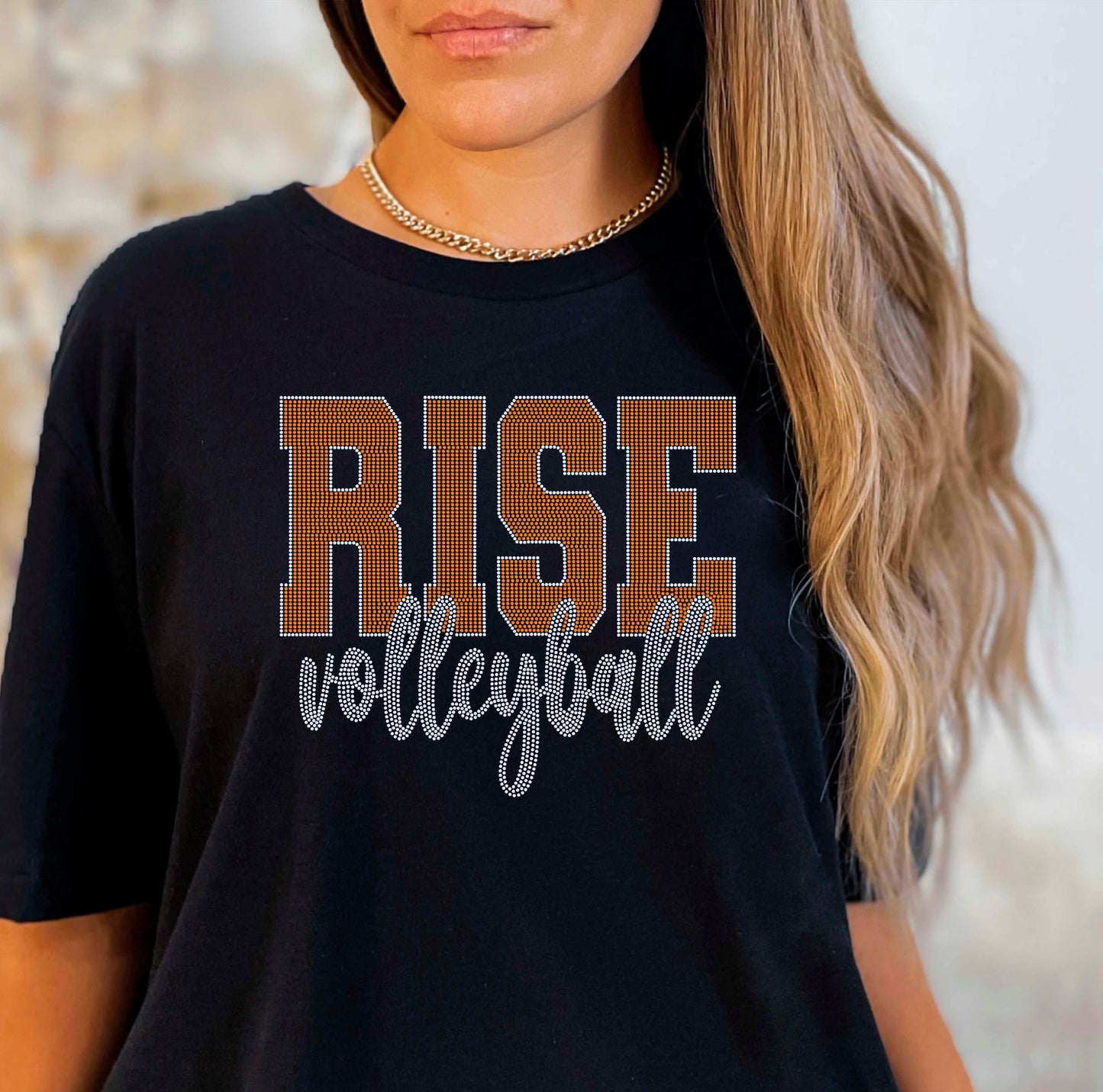 Rise Volleyball 11" Wide 2- Color Spangle Ready to Press Spangle Transfer Sparkle Bling