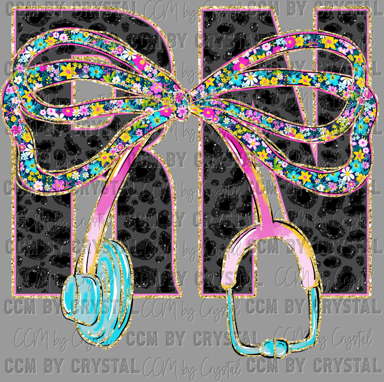RN Floral Stethoscope Ready to Press Transfer DTF Transfer Sublimation Transfer