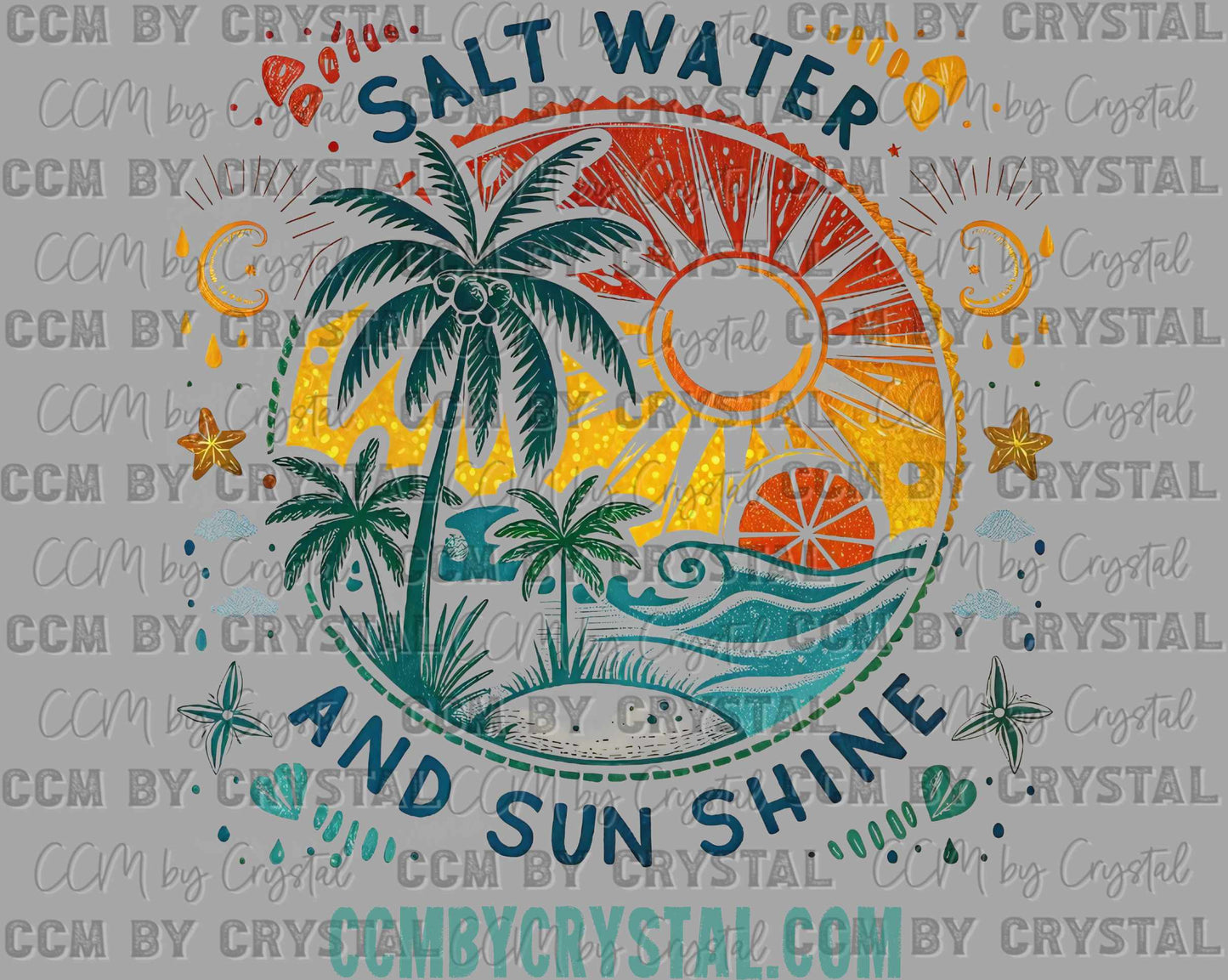 Salt Water and Sunshine Summer Ready to Press Transfer DTF Transfer Sublimation Transfer