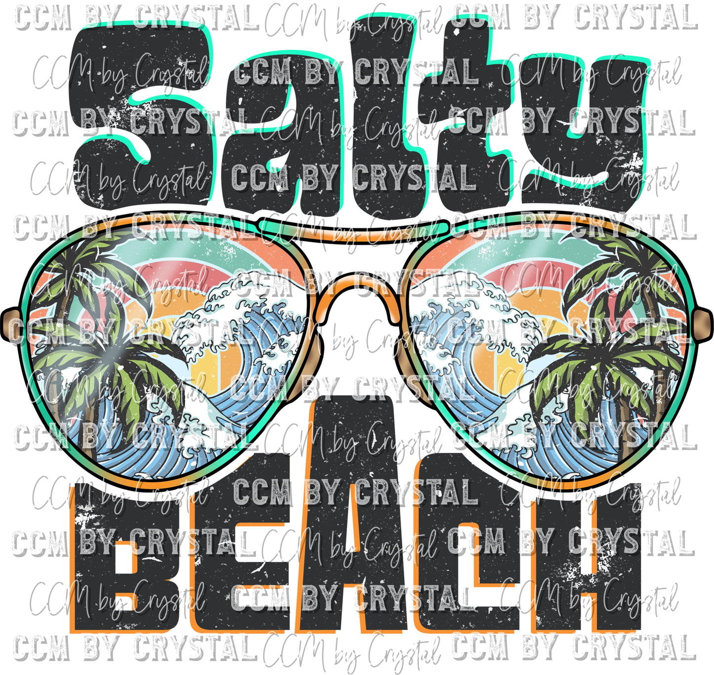 Salty Beach Sunglasses Summertime Summer Ready to Press Transfer