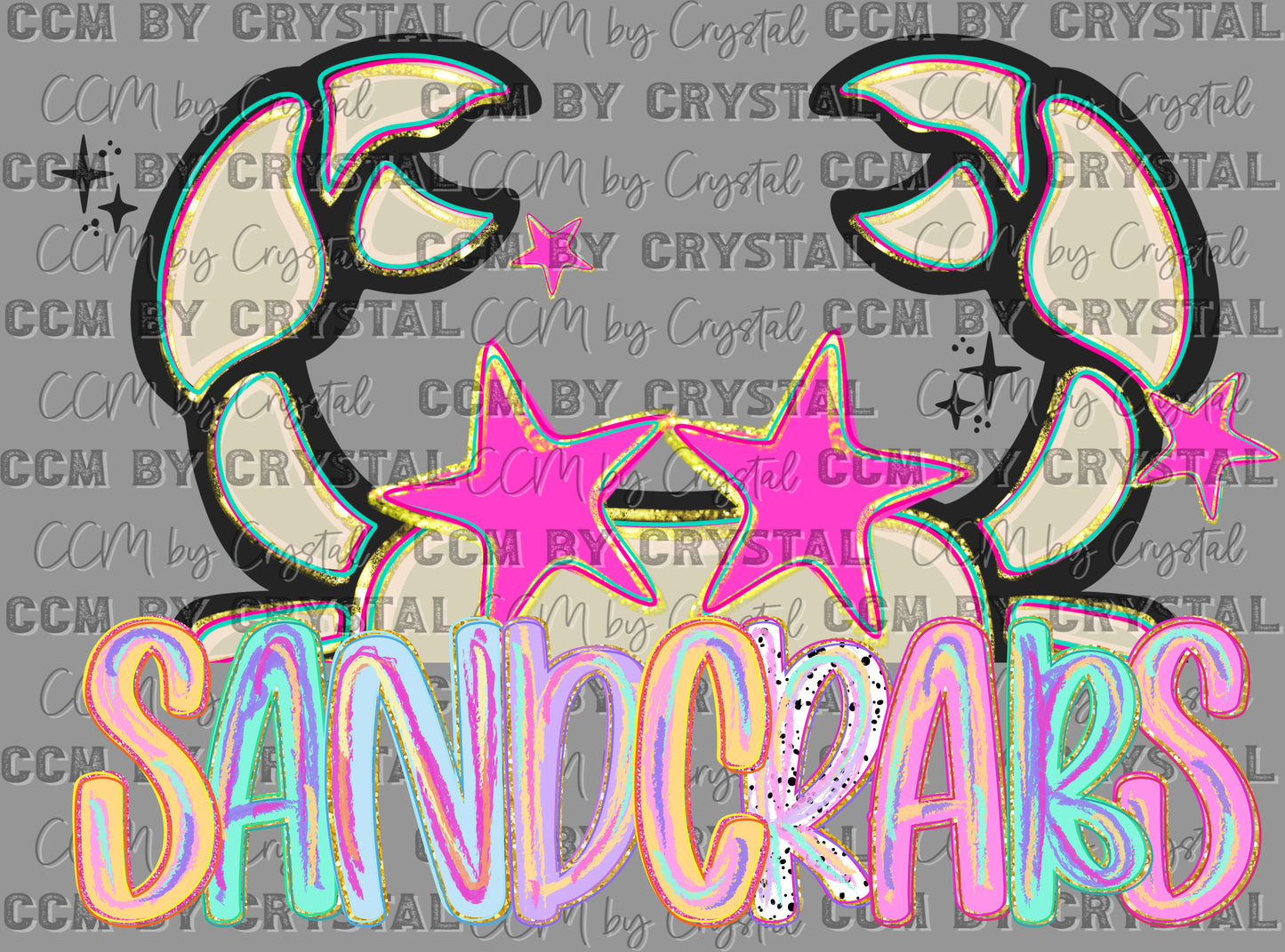 Sandcrabs Pastel Mascot Ready to Press DTF Transfers Sublimation Transfers