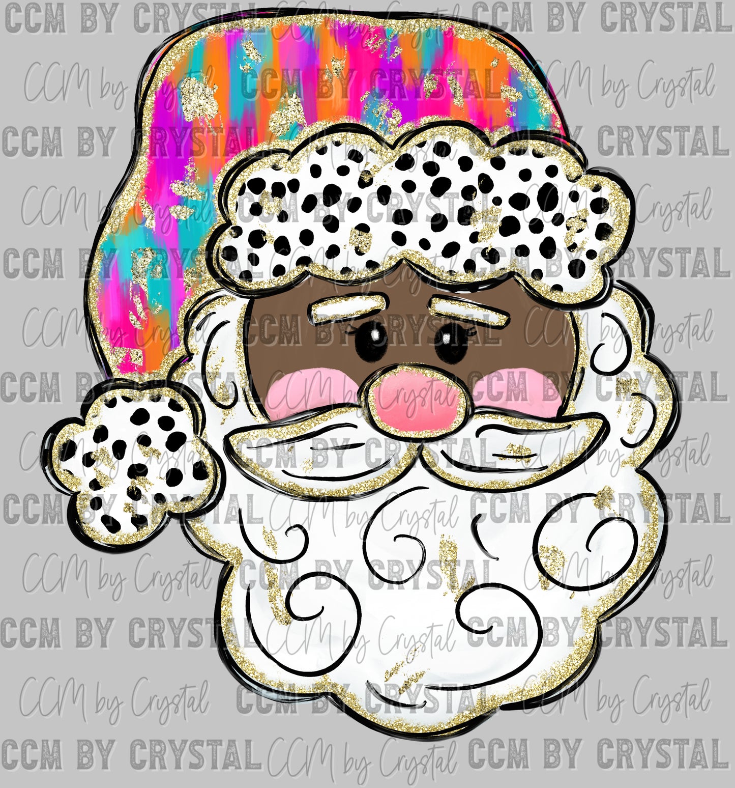Christmas Dark Colorful Santa Ready to Press Transfer DTF Transfer Sublimation Transfer