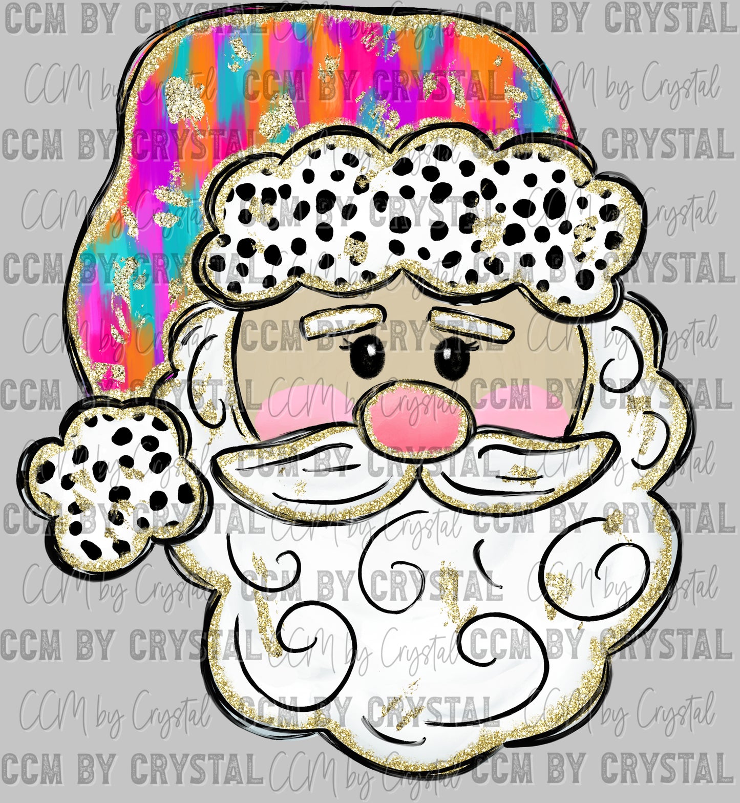 Christmas Colorful Santa Ready to Press Transfer DTF Transfer Sublimation Transfer