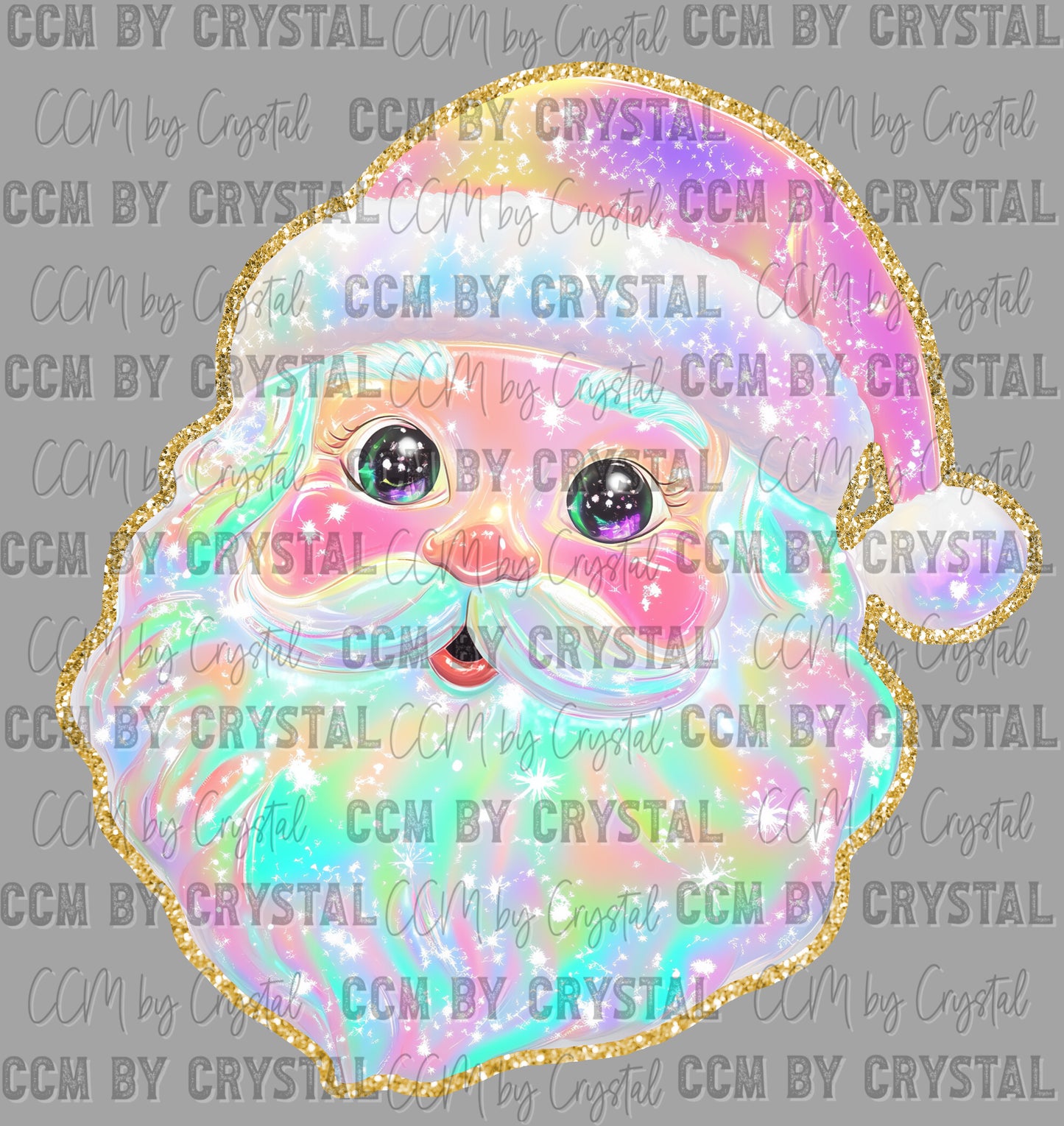 Colorful Santa Christmas Faux Glitter Ready to Press Transfer DTF Transfer Sublimation Transfer