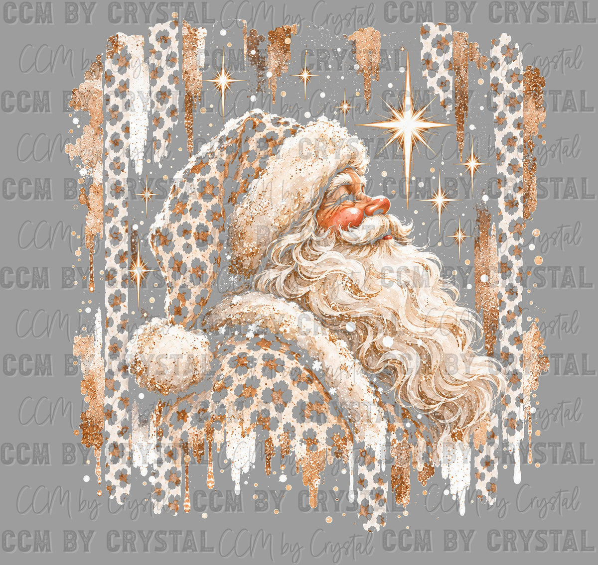 Leopard Santa Christmas Ready to Press DTF Transfers