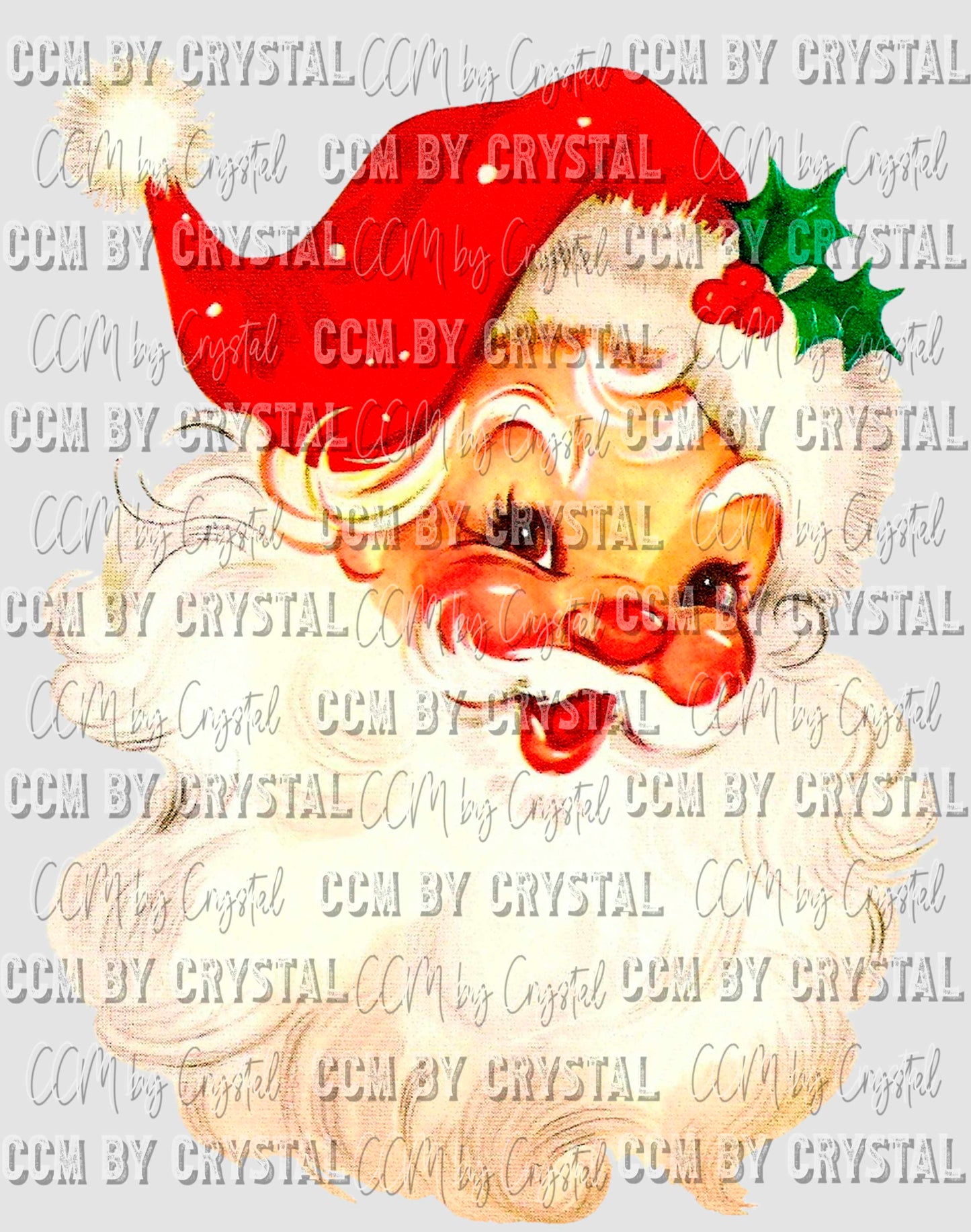 Retro Santa Red Hat Christmas Ready to Press Transfer