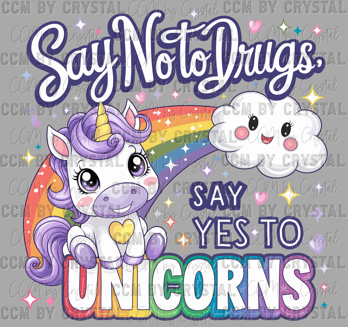 Say No to Drugs Say Yes to Unicorns Red Ribbon Week Ready to Press Transfer DTF Transfer Sublimation Transfer