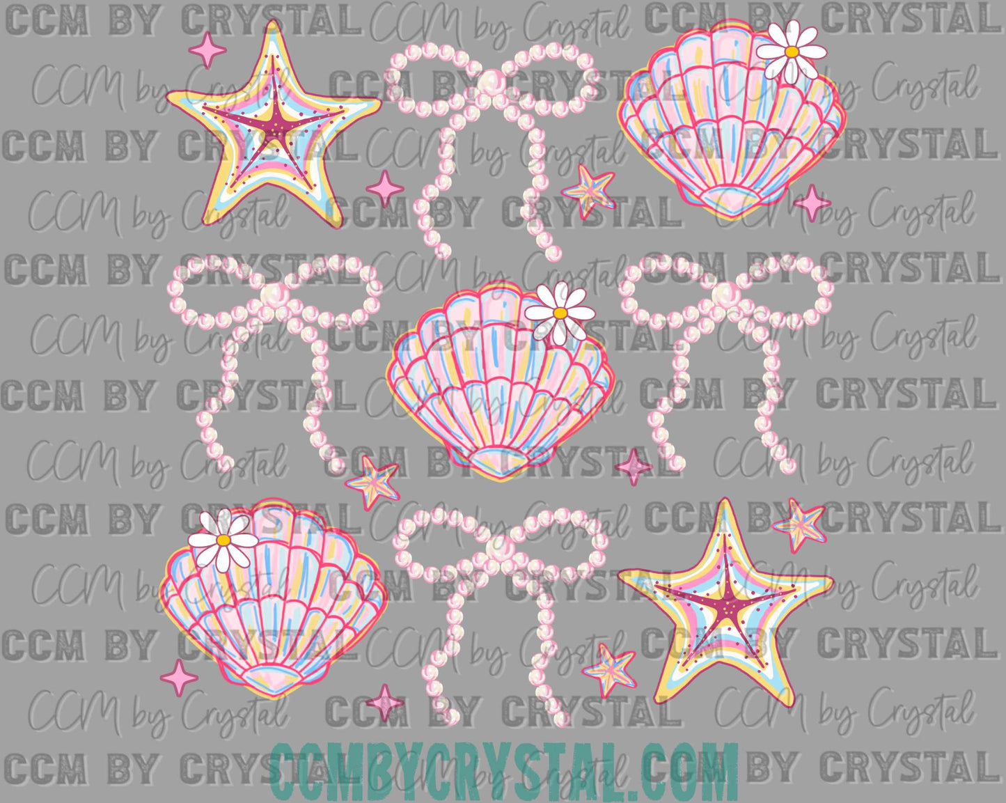 Seashells Bows Coquette Ready to Press Transfer DTF Transfer Sublimation Transfer