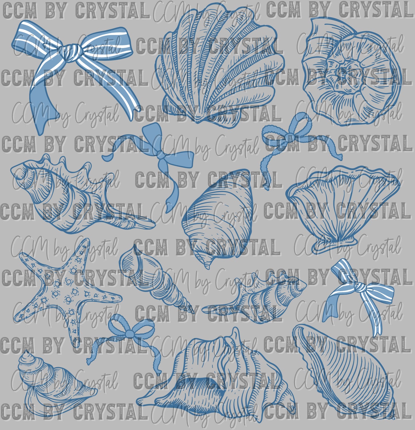 Seashells Summertime Ready to Press Transfer DTF Transfer Sublimation Transfer