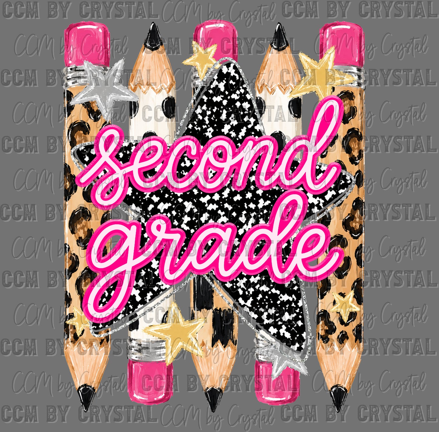 2nd Second Grade Leopard Pencils Back to School Ready to Press Transfer Direct to Film DTF Transfers