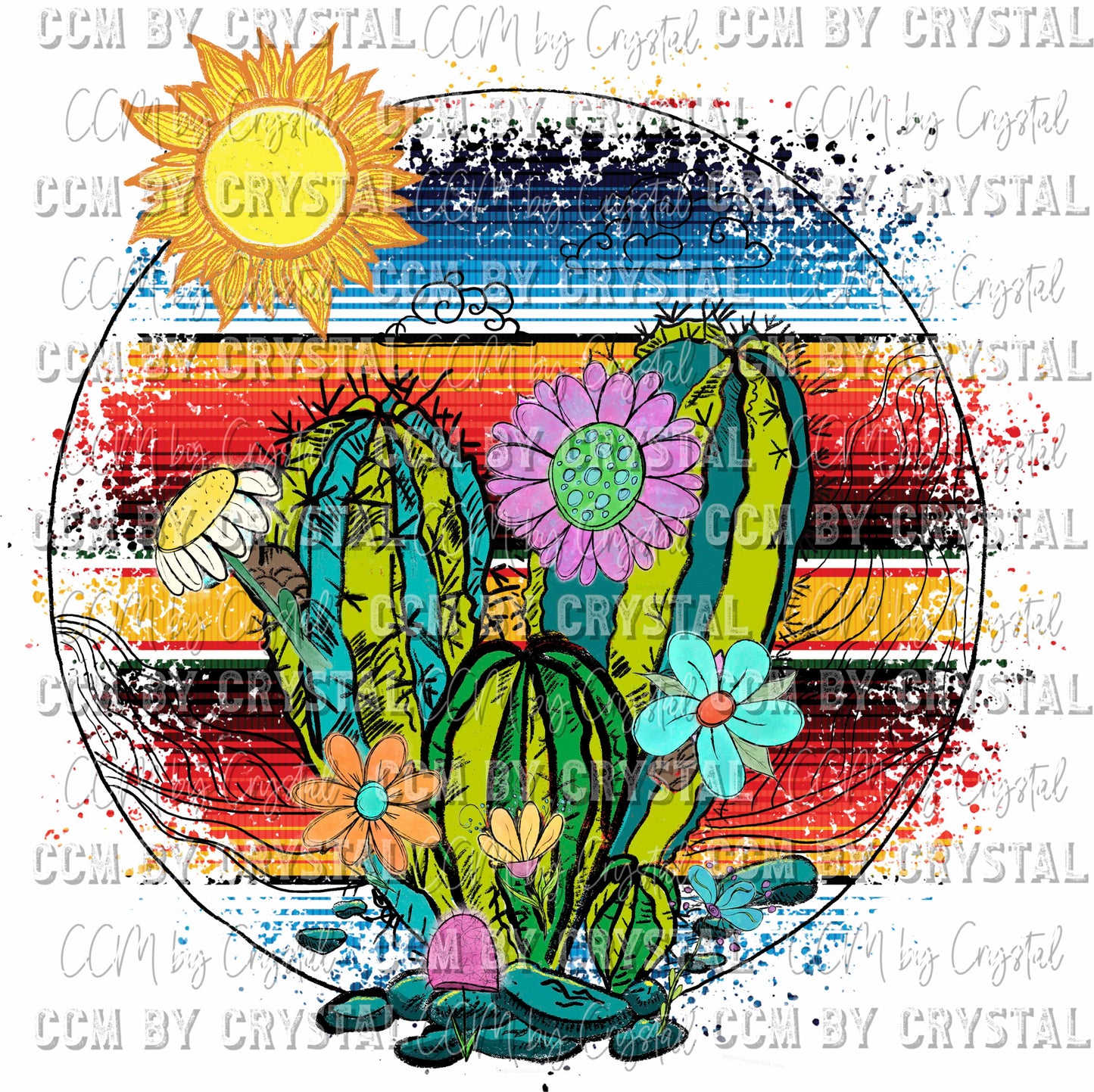 Serape Cactus Ready to Press Transfer