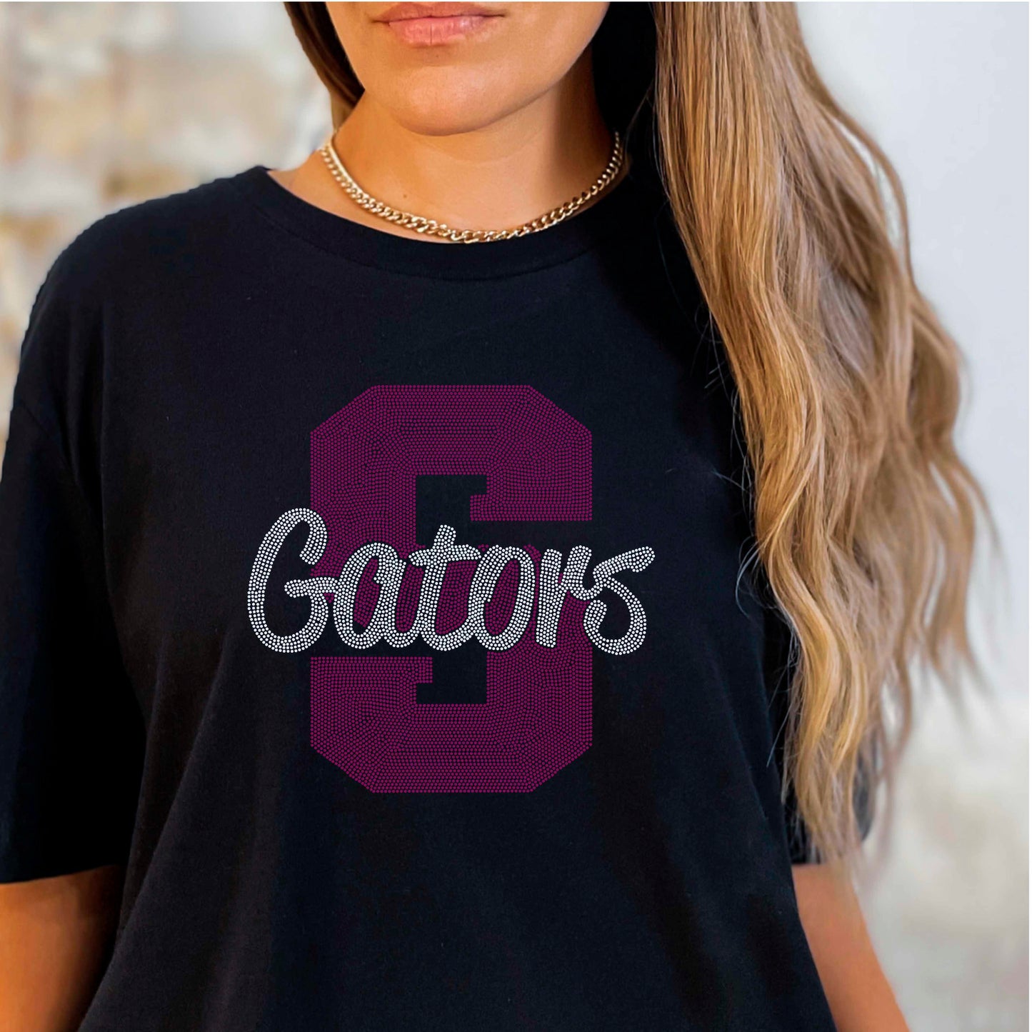 S Gator 2-Color Approximately 11" wide Spangle Transfer