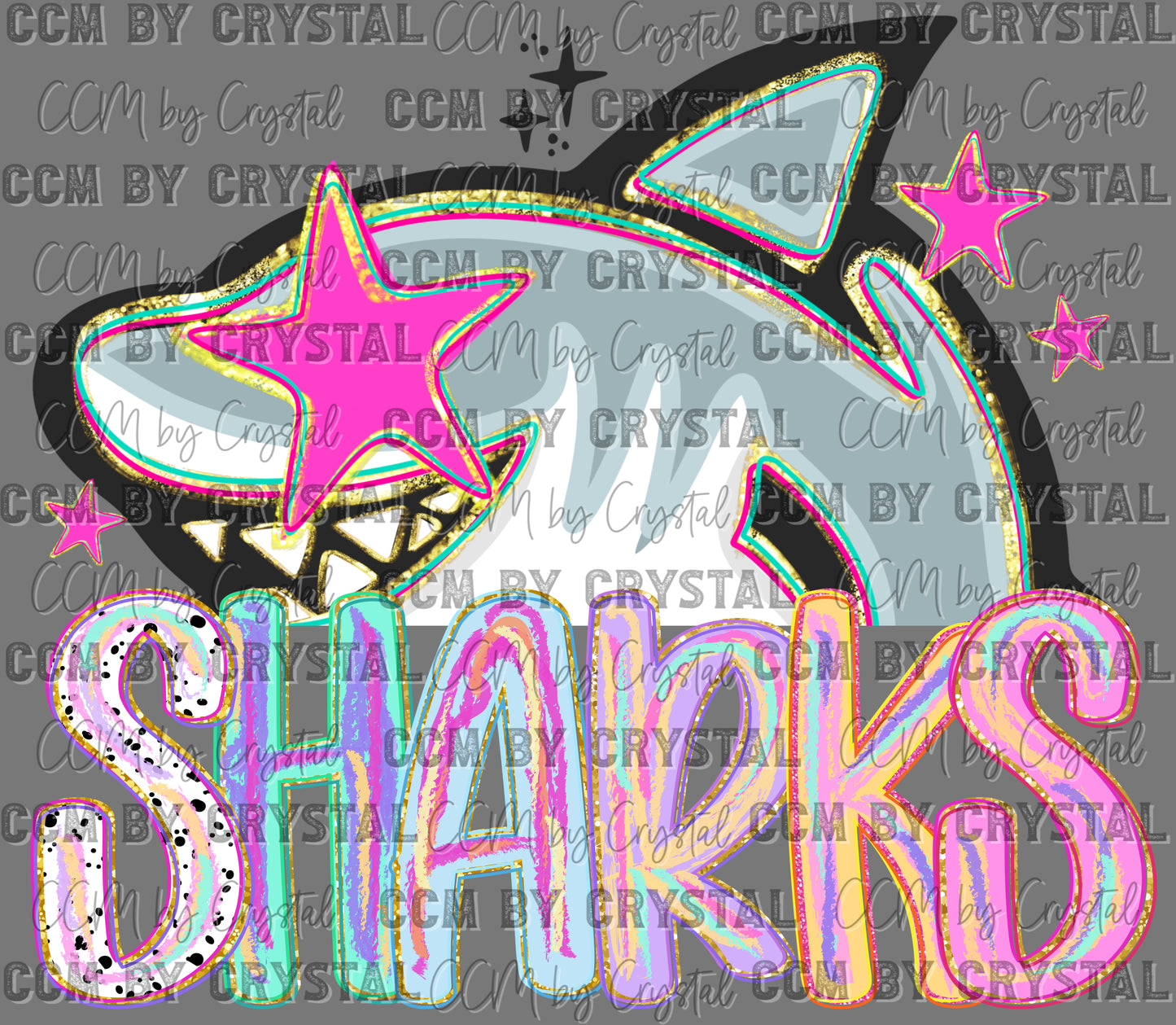 Sharks Pastel Mascot Ready to Press DTF Transfers