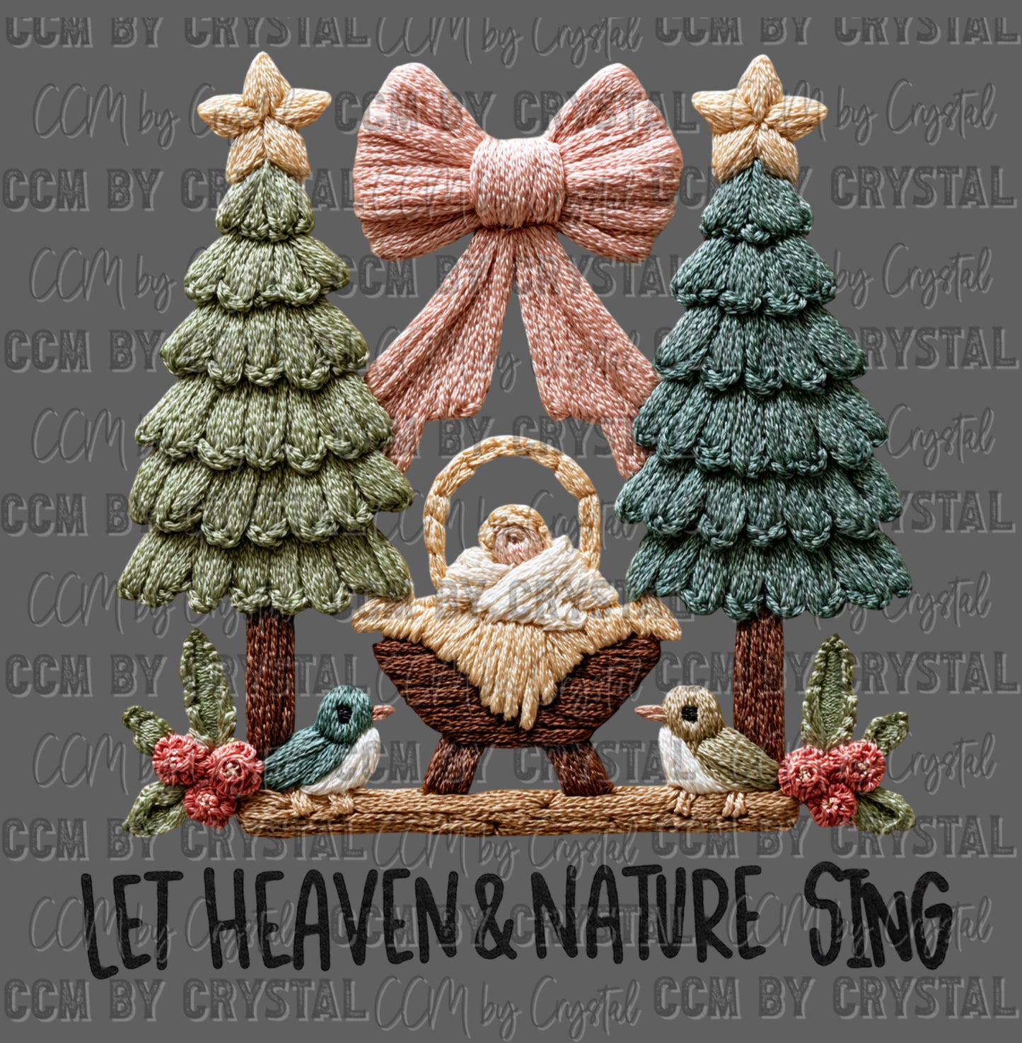 Let Heaven & Nature Sing Christmas Faux Fake Yarn Ready to Press Transfer Instant Peel DTF Transfer Sublimation Transfer