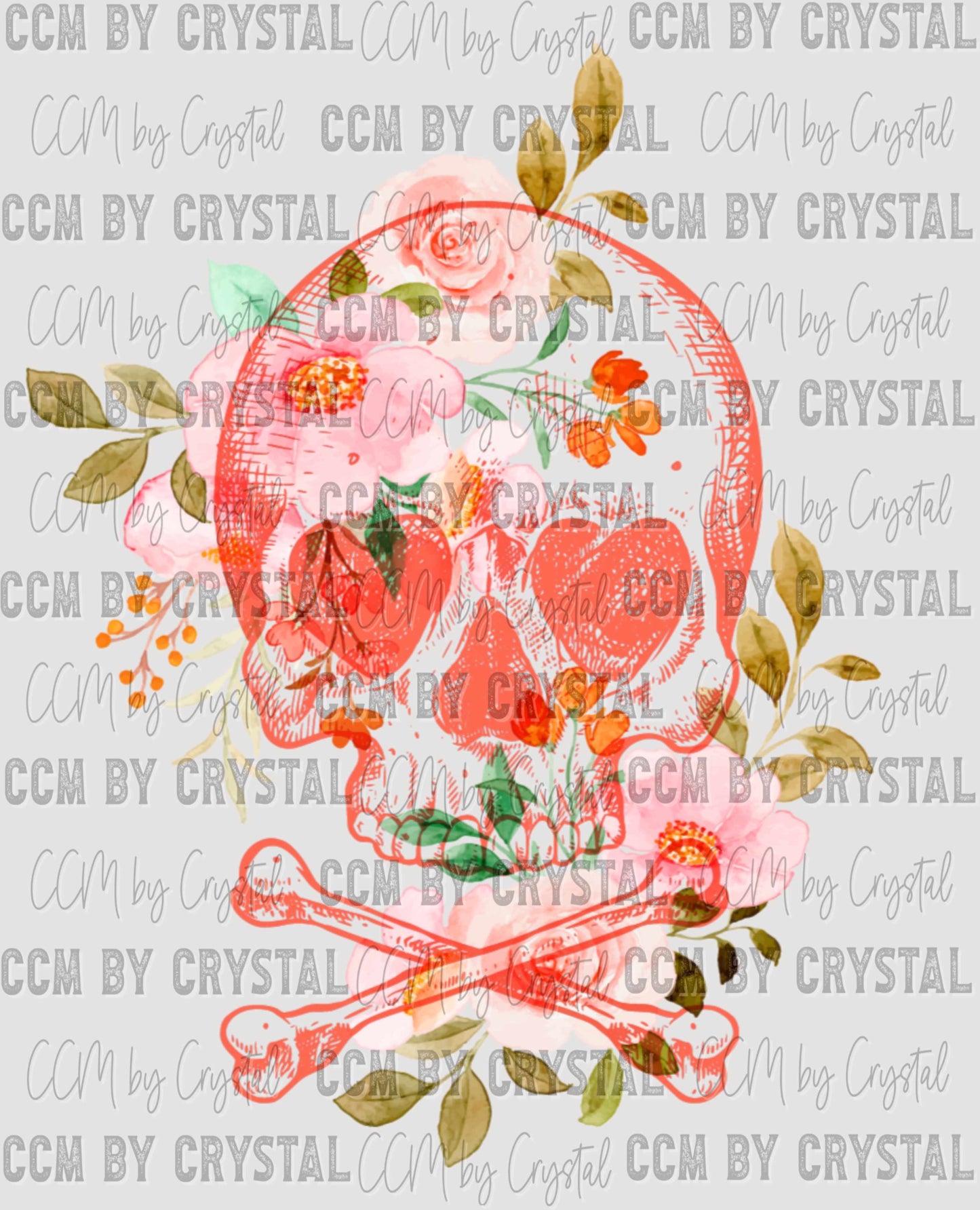 Floral Skull Ready to Press Transfer