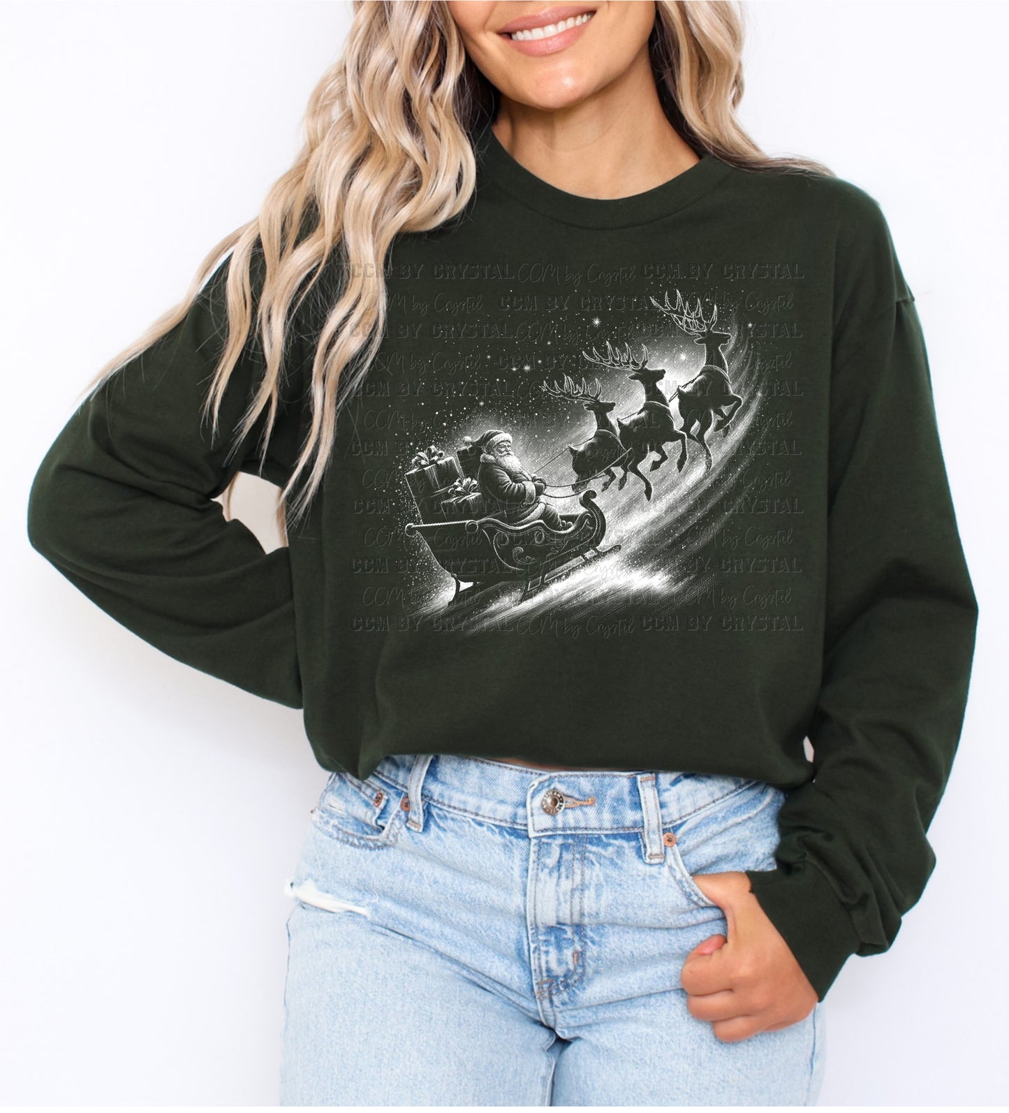 Santa's Sleigh Christmas T Shirt, Long Sleeve, Sweatshirt
