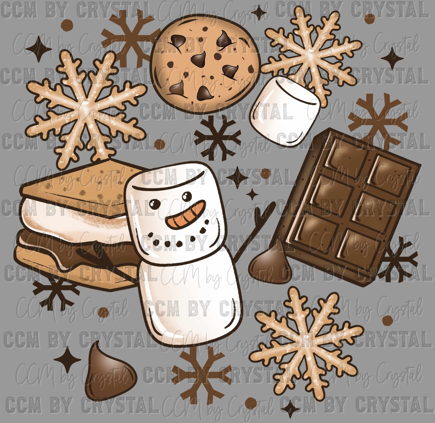 Smores Snowman Winter Ready to Press Instant Peel DTF Transfers Sublimation Transfers